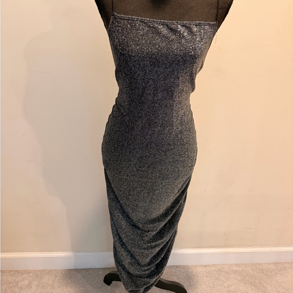 SHEIN Strapless Black Glitter Dress